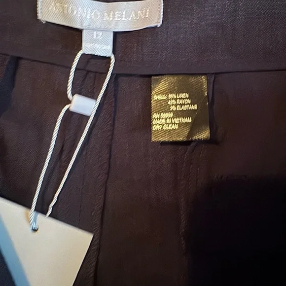 Antonio Melani Navy Linen Women's Black Tailored Pants - Picture 2 of 6